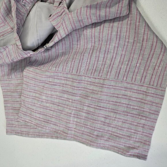 Anthropologie Stripe ruffle linen wideleg jumpsuit - Picture 3 of 13